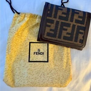 Fendi Zucca trifold wallet, crafted from the brand's signature brown FF monogram